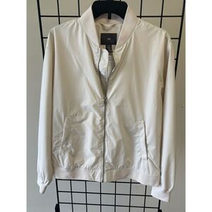 HM Mens Lightweight Bomber Jacket Cream Off-White Full Zip Ribbed 0976641030 M